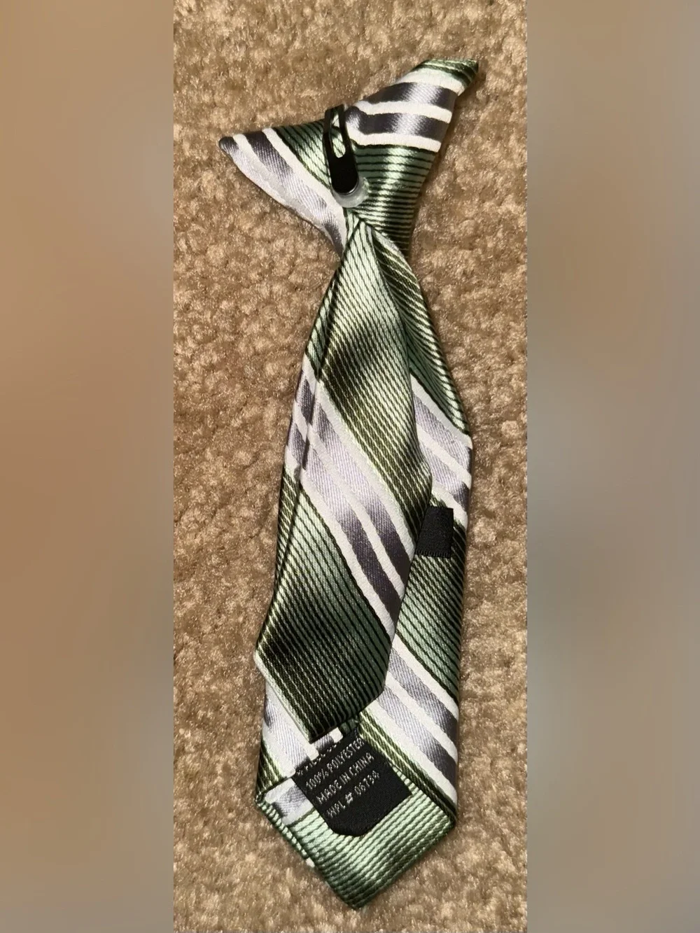 Children's Green Striped Tie - Youth Dress Accessory